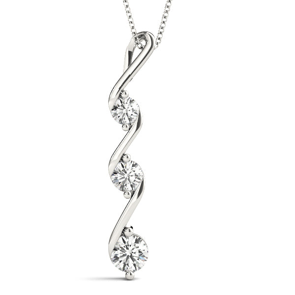 14K White Gold Lab Diamond 3-Stone Pendant