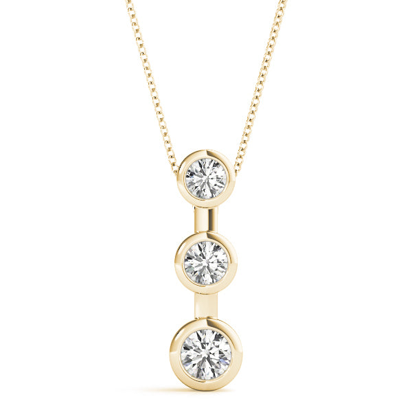 18K Yellow Gold 0.35ctw Diamond Three Stone Pendant