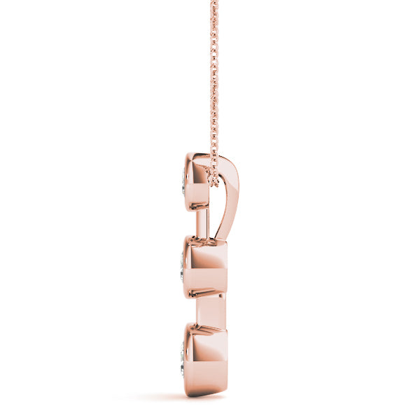 18K Rose Gold Lab Diamond 3-Stone Pendant