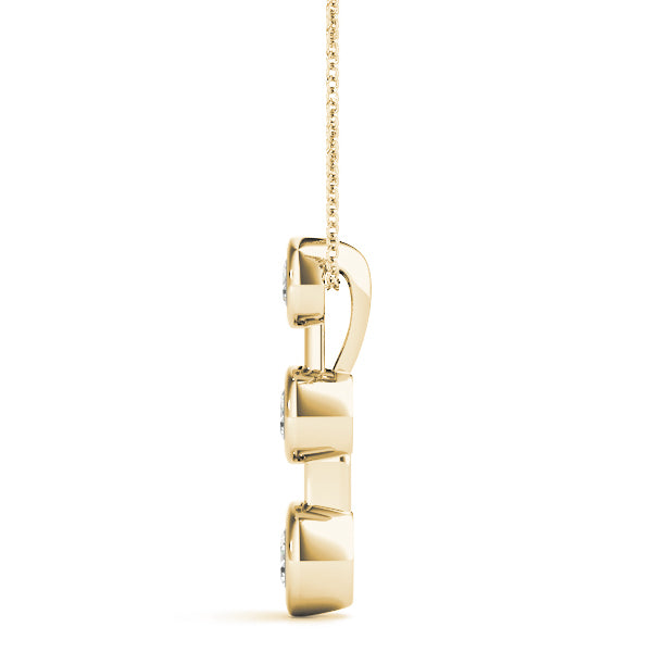 18K Yellow Gold 0.35ctw Diamond Three Stone Pendant