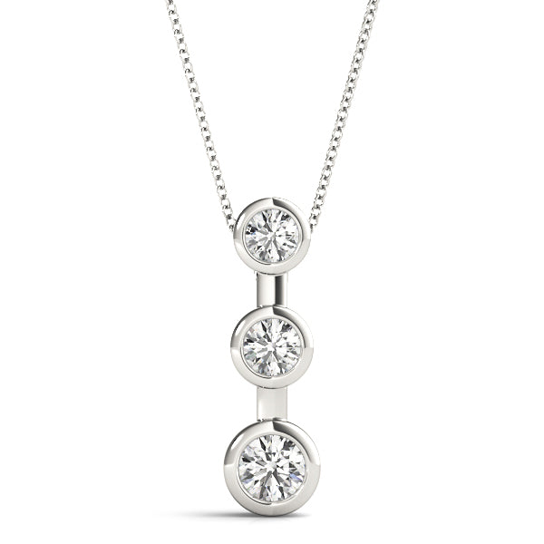 White Platinum 3-Stone Diamond Pendant