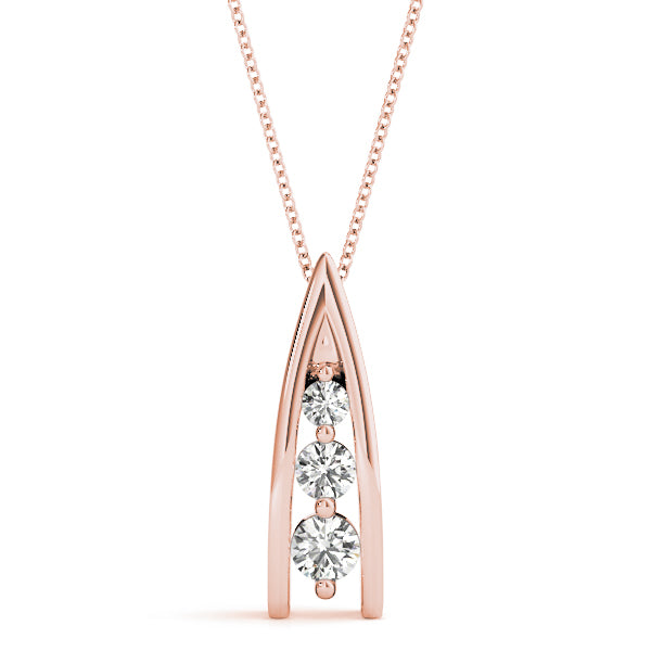 18K Rose Gold 1/2 ct Diamond Three-Stone Pendant
