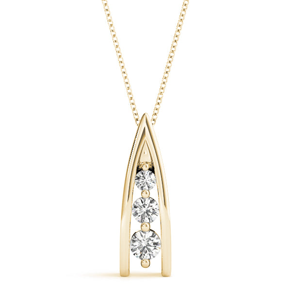 14K Yellow Gold 3-Stone Diamond Pendant
