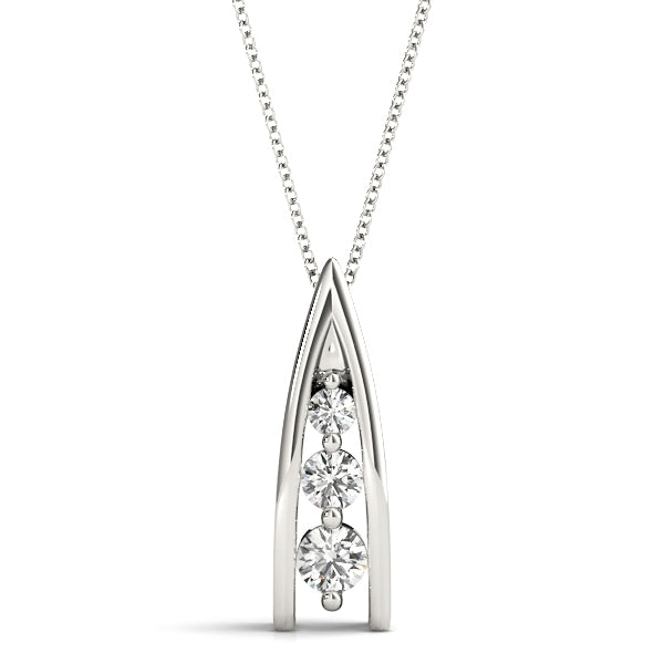Platinum White 3-Stone Diamond Pendant