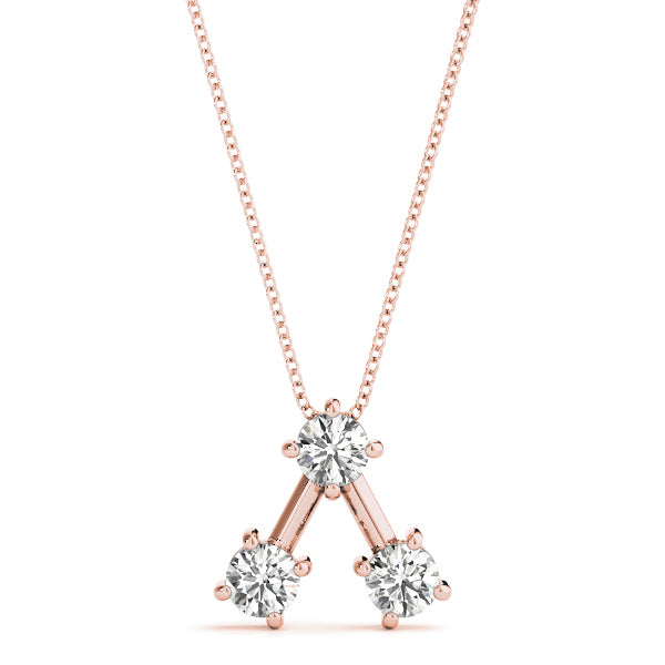 18K Rose Gold 1 ct Three Stone Diamond Pendant