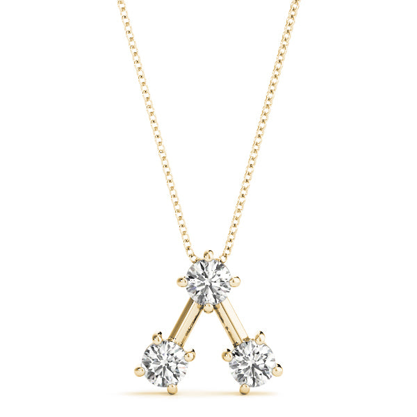 18K Yellow Gold Round Diamond 3-Stone Pendant