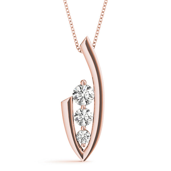 14K Rose Gold Lab Diamond 3-Stone Pendant