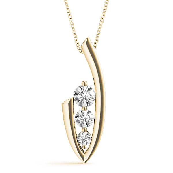 14K Yellow Gold Lab Diamond 3-Stone Pendant