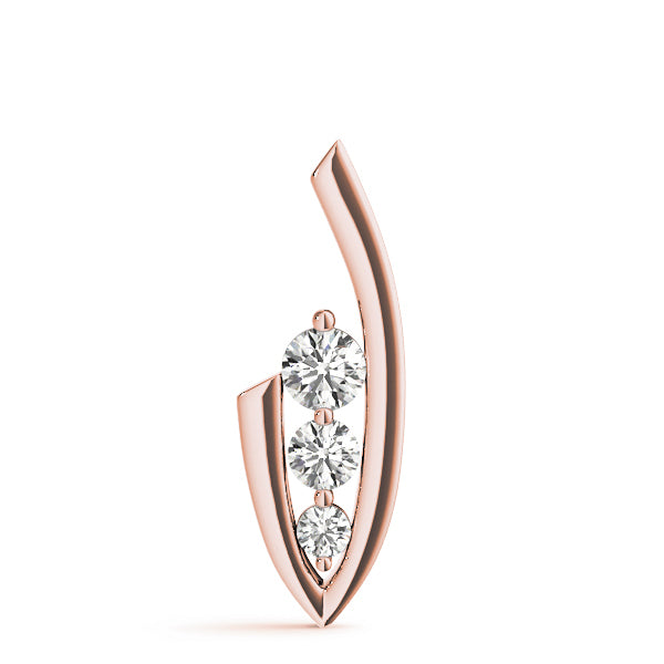 14K Rose Gold Lab Diamond 3-Stone Pendant