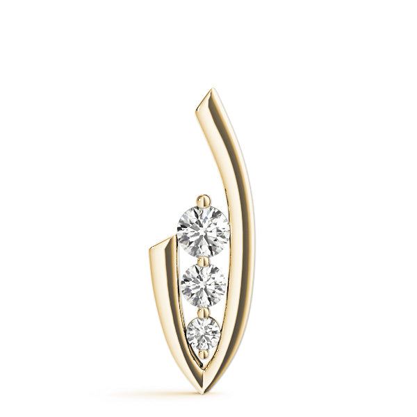 18K Yellow Gold 1/2 CT Diamond Three Stone Pendant