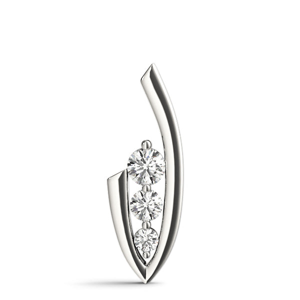 18K White Gold Round Diamond Three-Stone Pendant
