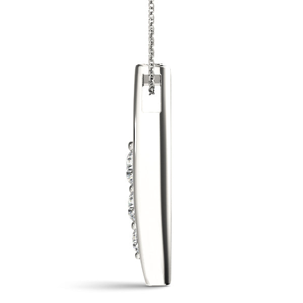 18K White Gold Round Diamond Three-Stone Pendant
