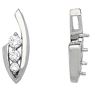 14K White Gold 1/2 CT Diamond Three Stone Pendant