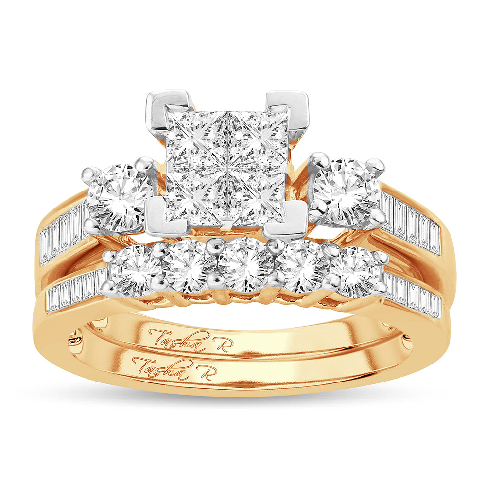 14k Yellow Gold 1.50CT Lab Diamond Princess Bridal Ring