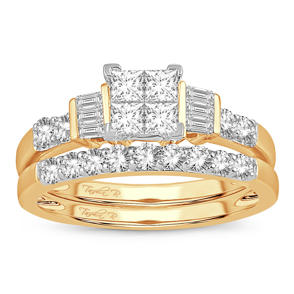 14K  1.00CT Princess Cut Diamond Bridal Ring