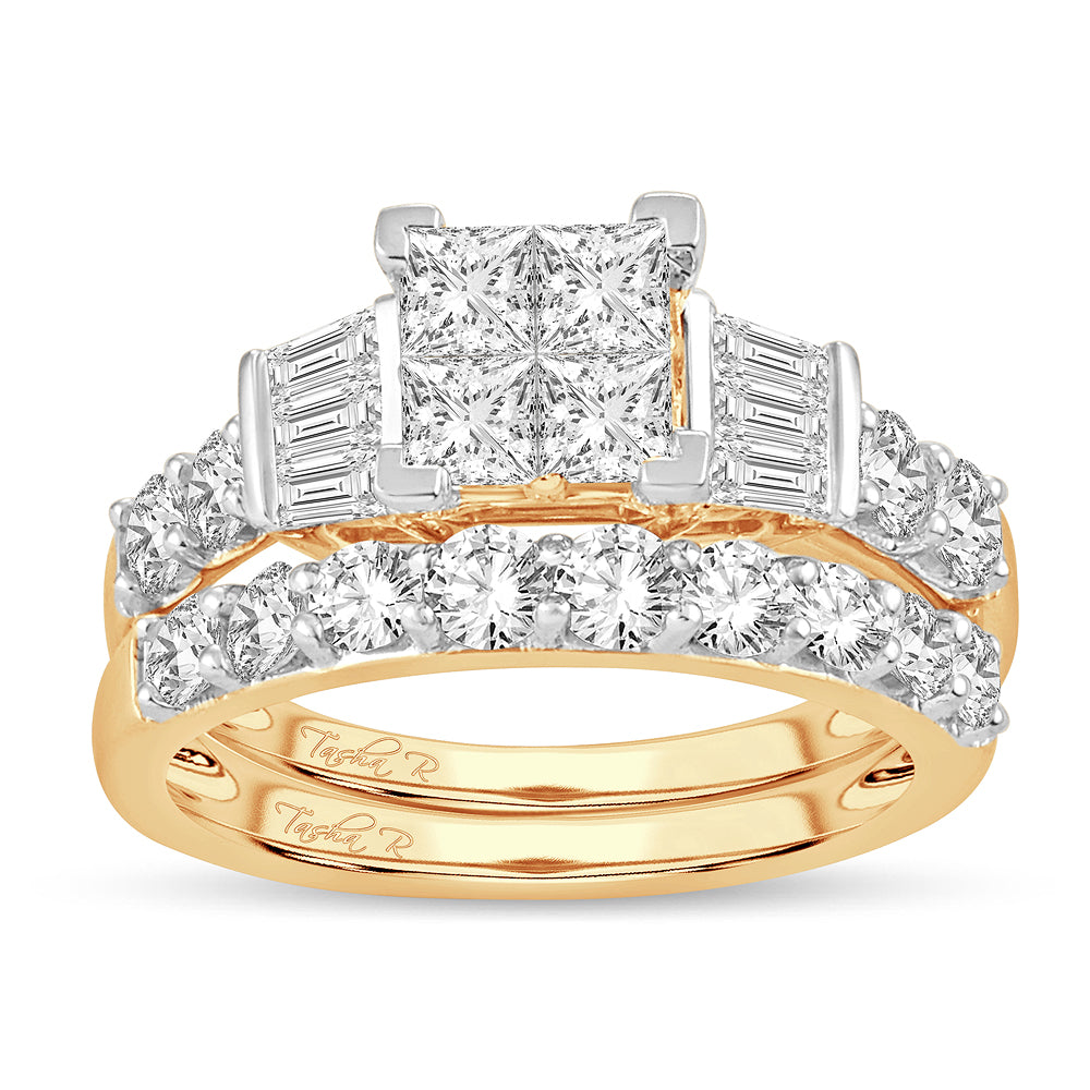 14K Yellow Gold 2CT Lab Diamond Bridal Ring Brilliance