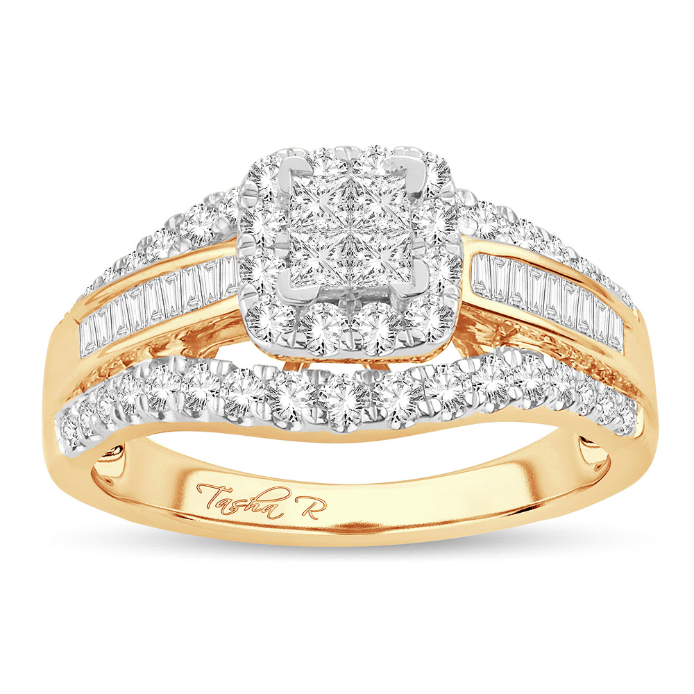 Brilliant 14K Yellow Gold Lab Diamond Princess Bridal Ring