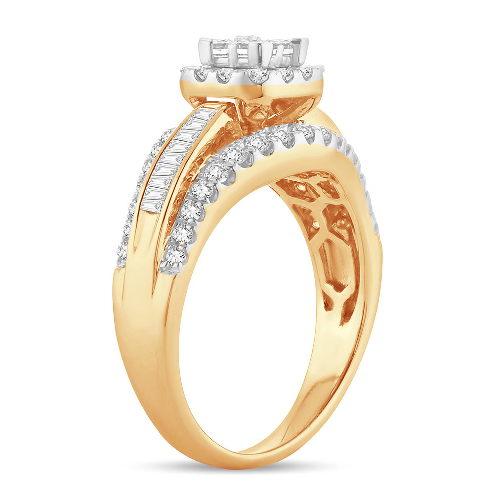 Brilliant 14K Yellow Gold Lab Diamond Princess Bridal Ring