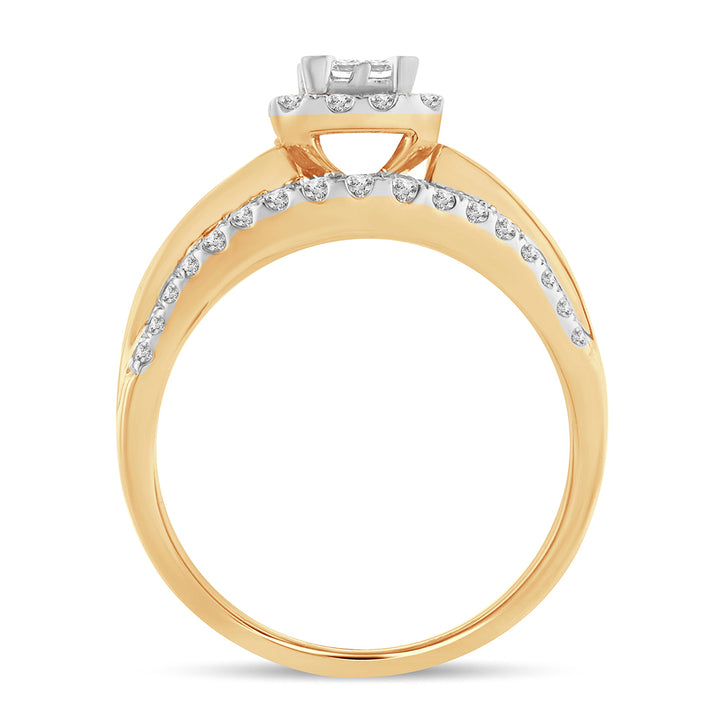Brilliant 14K Yellow Gold Lab Diamond Princess Bridal Ring
