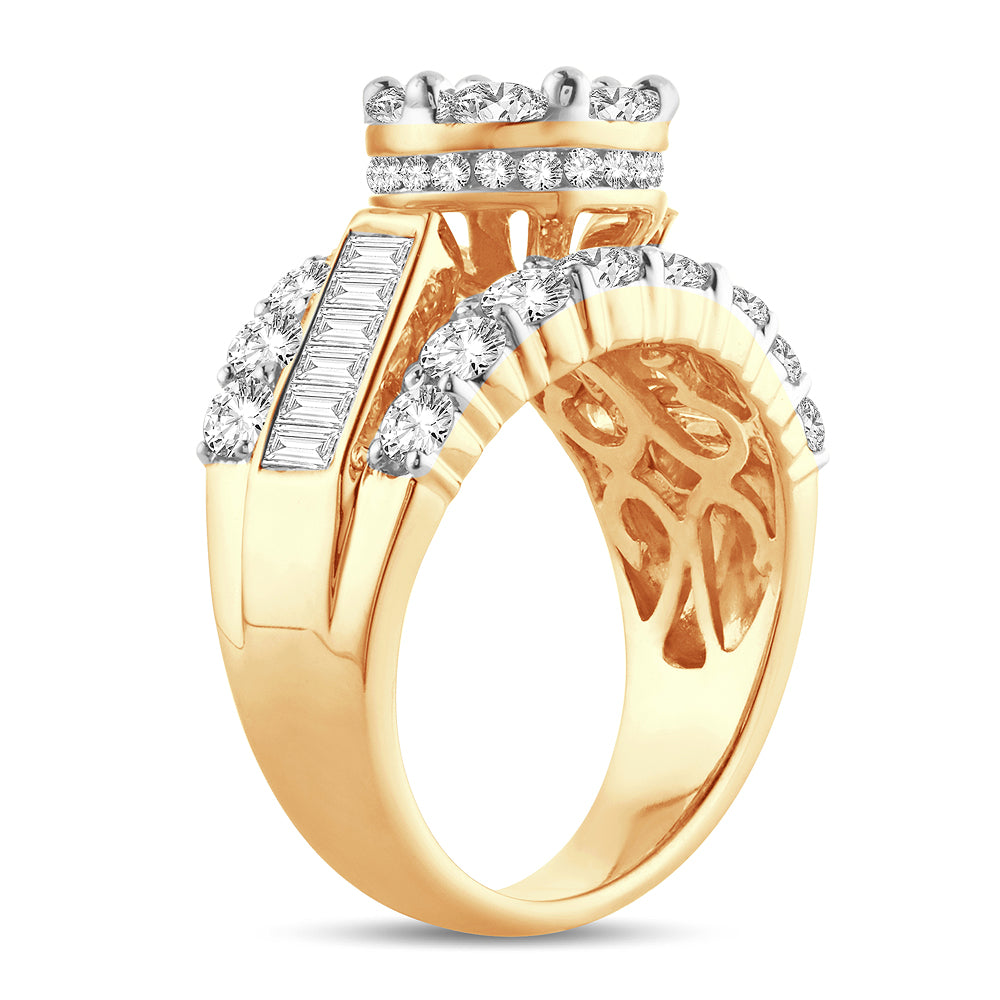 Brilliant 14K Yellow Gold Lab Diamond Engagement Ring (3CT)