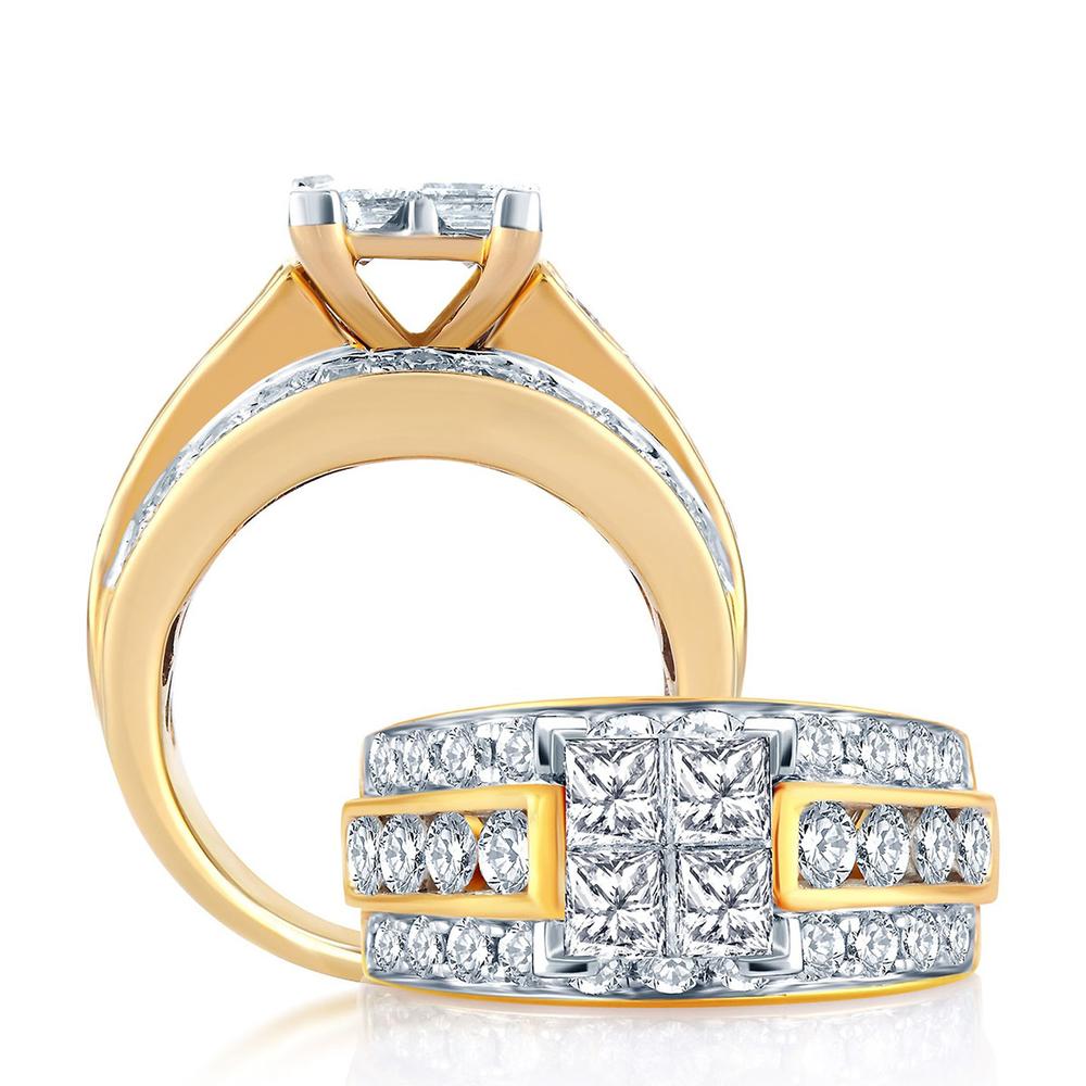 14k Yellow Gold 2.62ct Lab Diamond Womens Engagement Ring