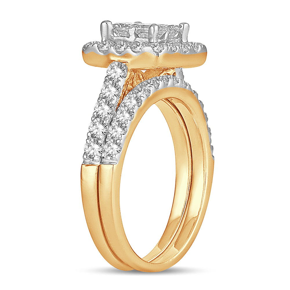 14k Yellow Gold 1.75ct Lab Diamond Bridal Ring