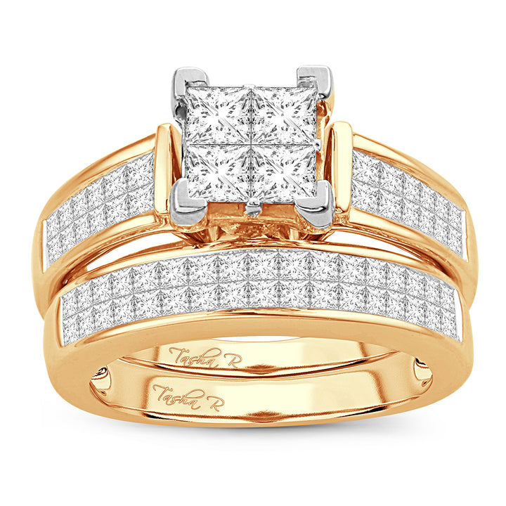 Brilliant 14K Yellow Gold 2CT Lab Diamond Bridal Ring