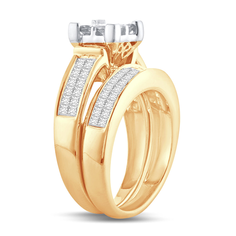 Brilliant 14K Yellow Gold 2CT Lab Diamond Bridal Ring