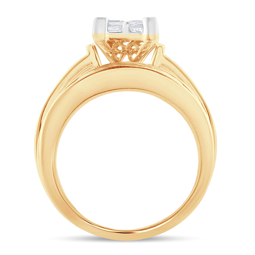 Brilliant 14K Yellow Gold 2CT Lab Diamond Bridal Ring