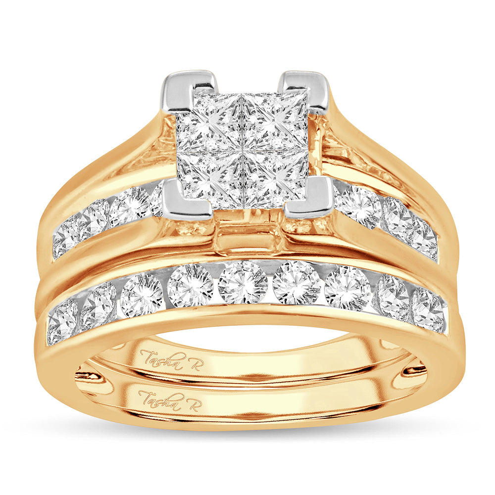 14K Yellow Gold 1.50CT Lab Diamond Bridal Ring Sparkle