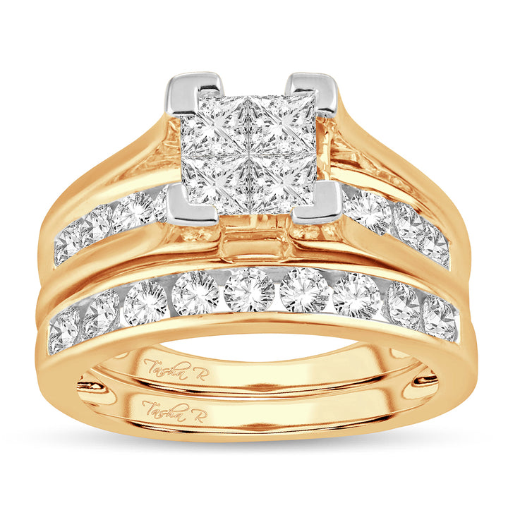 14K Yellow Gold 1.50CT Lab Diamond Bridal Ring Sparkle