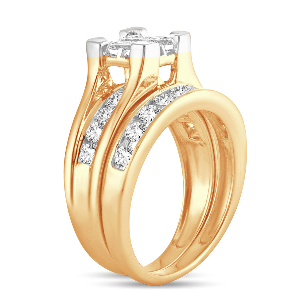 14K Yellow Gold 1.50CT Lab Diamond Bridal Ring Sparkle