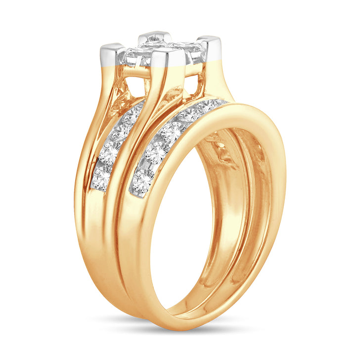 14K Yellow Gold 1.50CT Lab Diamond Bridal Ring Sparkle