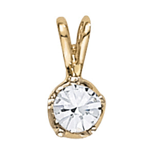 18K White Gold Round Diamond Solitaire Pendant