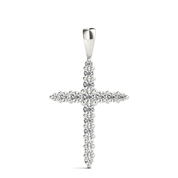 Platinum Diamond Cluster Fashion Cross Pendant