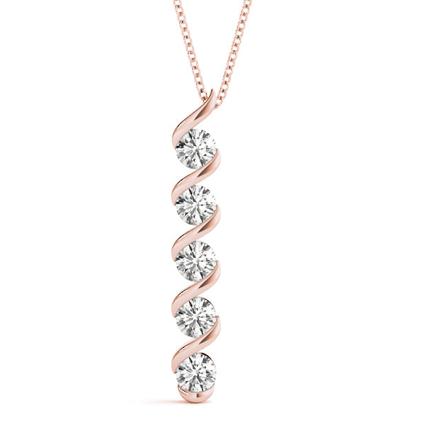 18K Rose Gold 5-Diamond Pendant