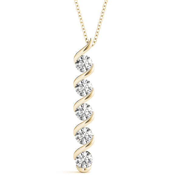Yellow Gold 5-Diamond Cluster Pendant