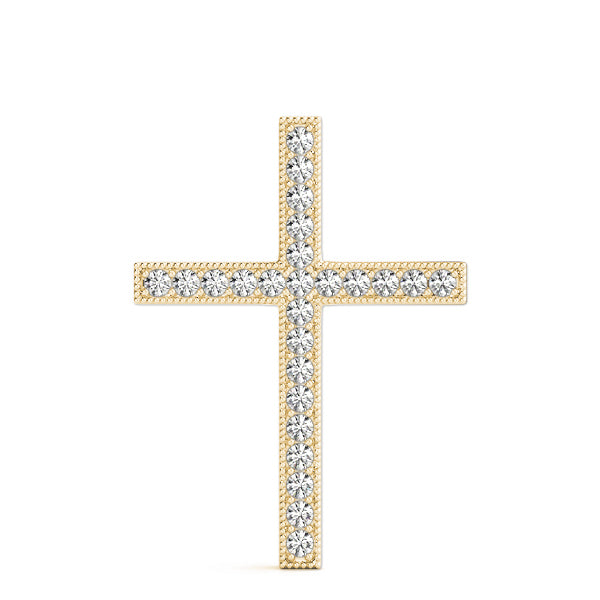 Diamond Religious Cross Pendant - 14K Yellow Gold