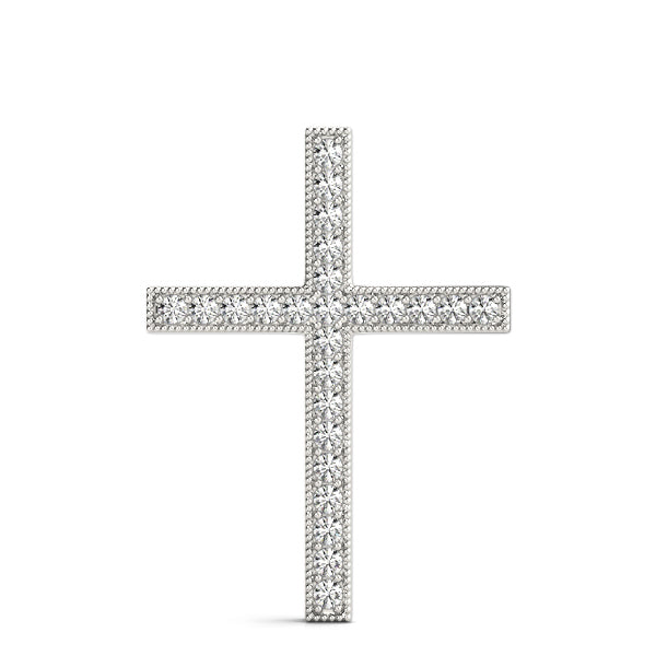 14K White Gold Diamond Cross Pendant