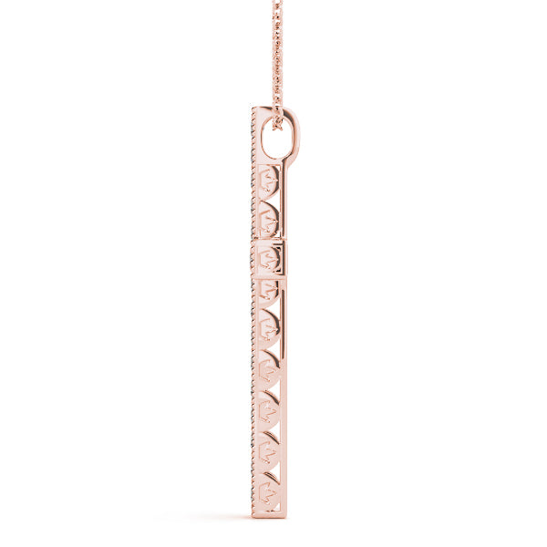 18K Rose Gold Diamond Religious Cross Pendant