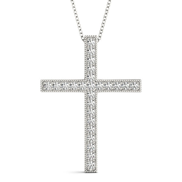 14K White Gold Diamond Cross Pendant Jewelry
