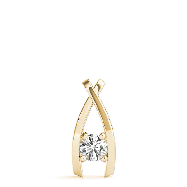 18K Yellow Gold Round Diamond Solitaire Pendant