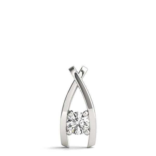 18K White Gold Diamond Solitaire Pendant