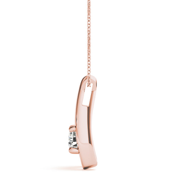 18K Rose Gold 1/3 CT Diamond Solitaire Pendant Necklace