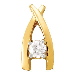 14K White Gold 1/3 CT Round Diamond Pendant Necklace