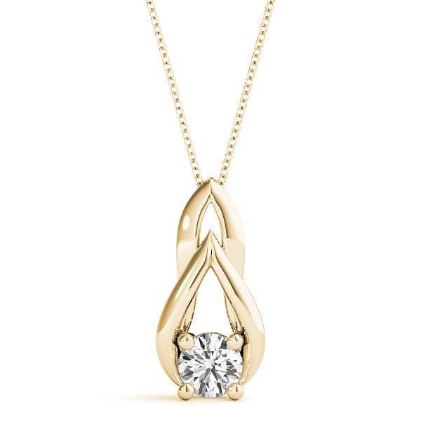 18K Yellow Gold Round Diamond Solitaire Pendant