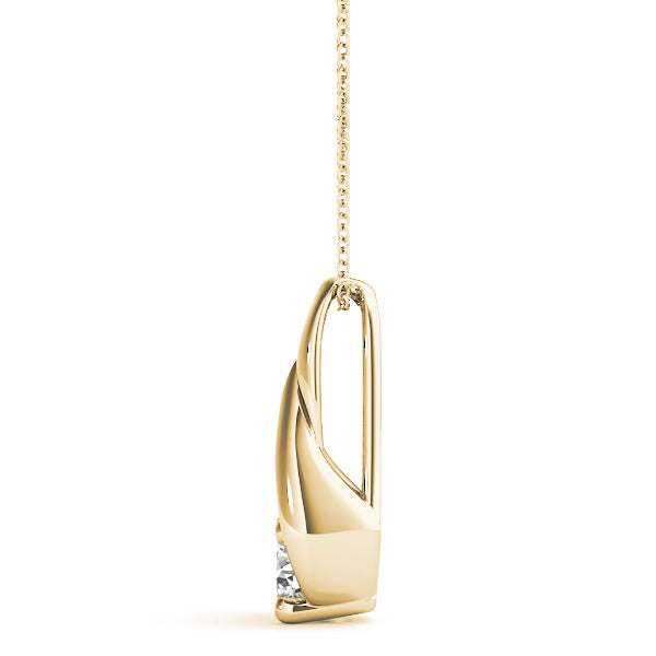 18K Yellow Gold Round Diamond Solitaire Pendant