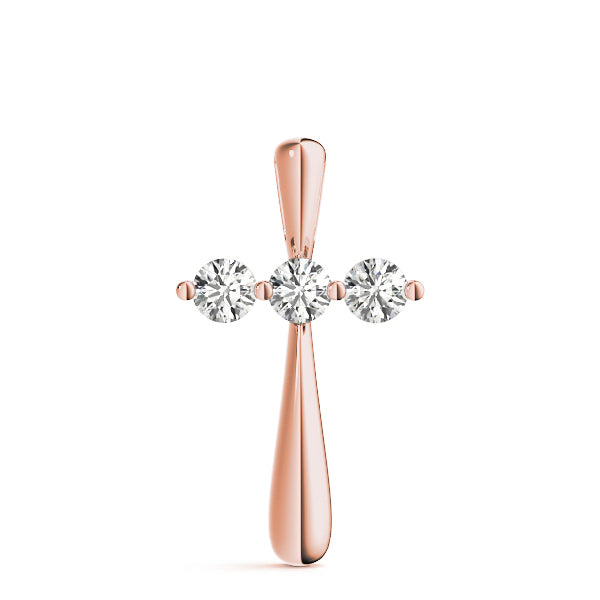 14K Rose Gold Diamond Religious Cross Pendant