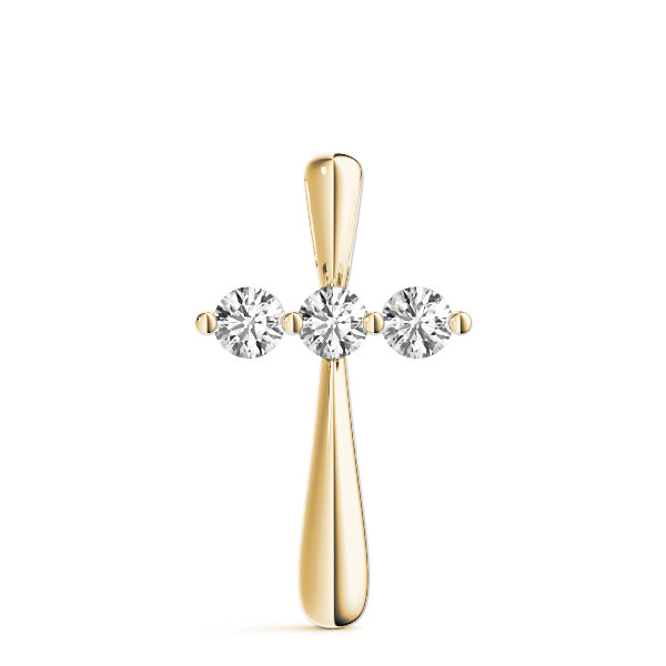 Diamond Religious Cross Pendant - 14K Yellow Gold