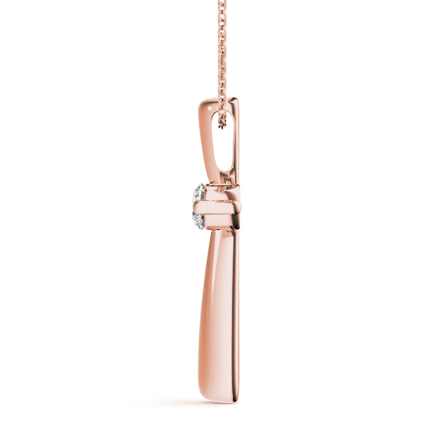 14K Rose Gold Diamond Religious Cross Pendant